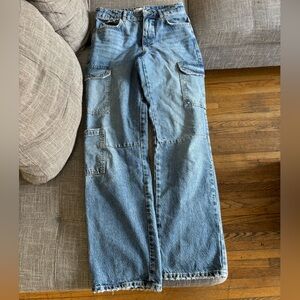 Men's Light Blue Denim Cargo Jeans